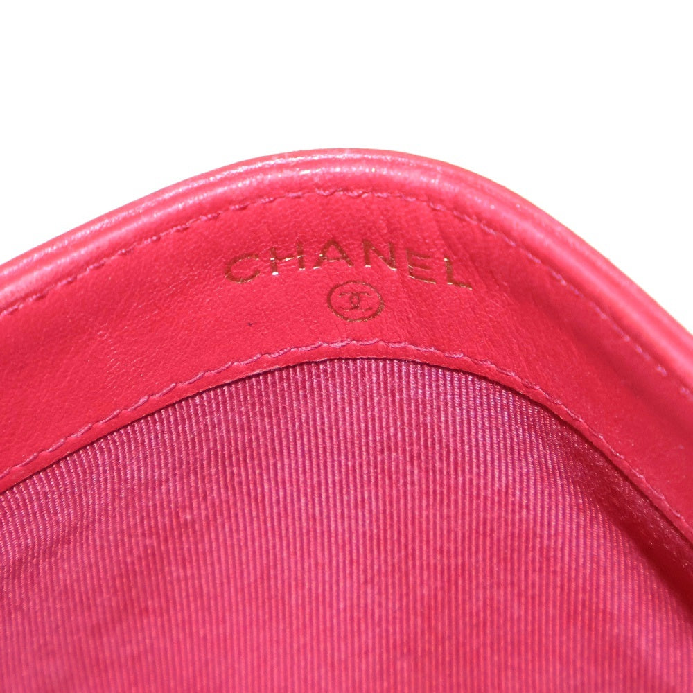 CHANEL(シャネル) マトラッセ ココマーク ラムスキン クラシック カードケース レッド レディース 22番台