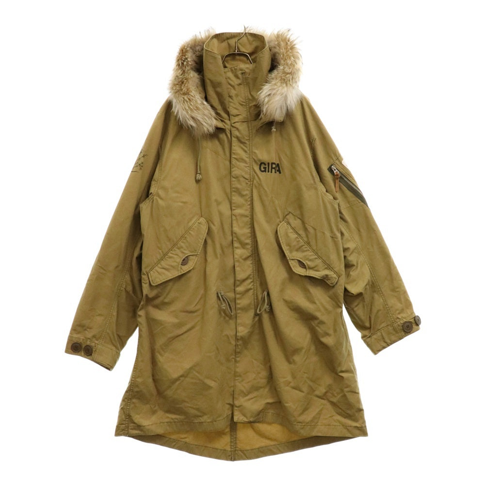 UNDERCOVER ISM(アンダーカバーイズム) 10AW archive Mod's Coat アーカイブ コヨーテファー ライナー付 サークルブレインプリント モッズコート ジャケット F4307 ベージュ