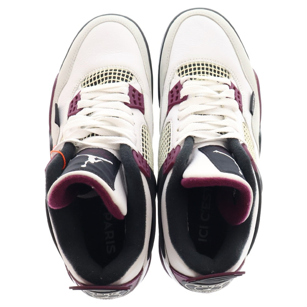 NIKE(ナイキ) ×Paris Saint Germain AIR JORDAN 4 RETRO パリサンジェルマン エアジョーダン レトロ ローカットスニーカー ホワイト/パープル US8/26.0cm CZ5624-100