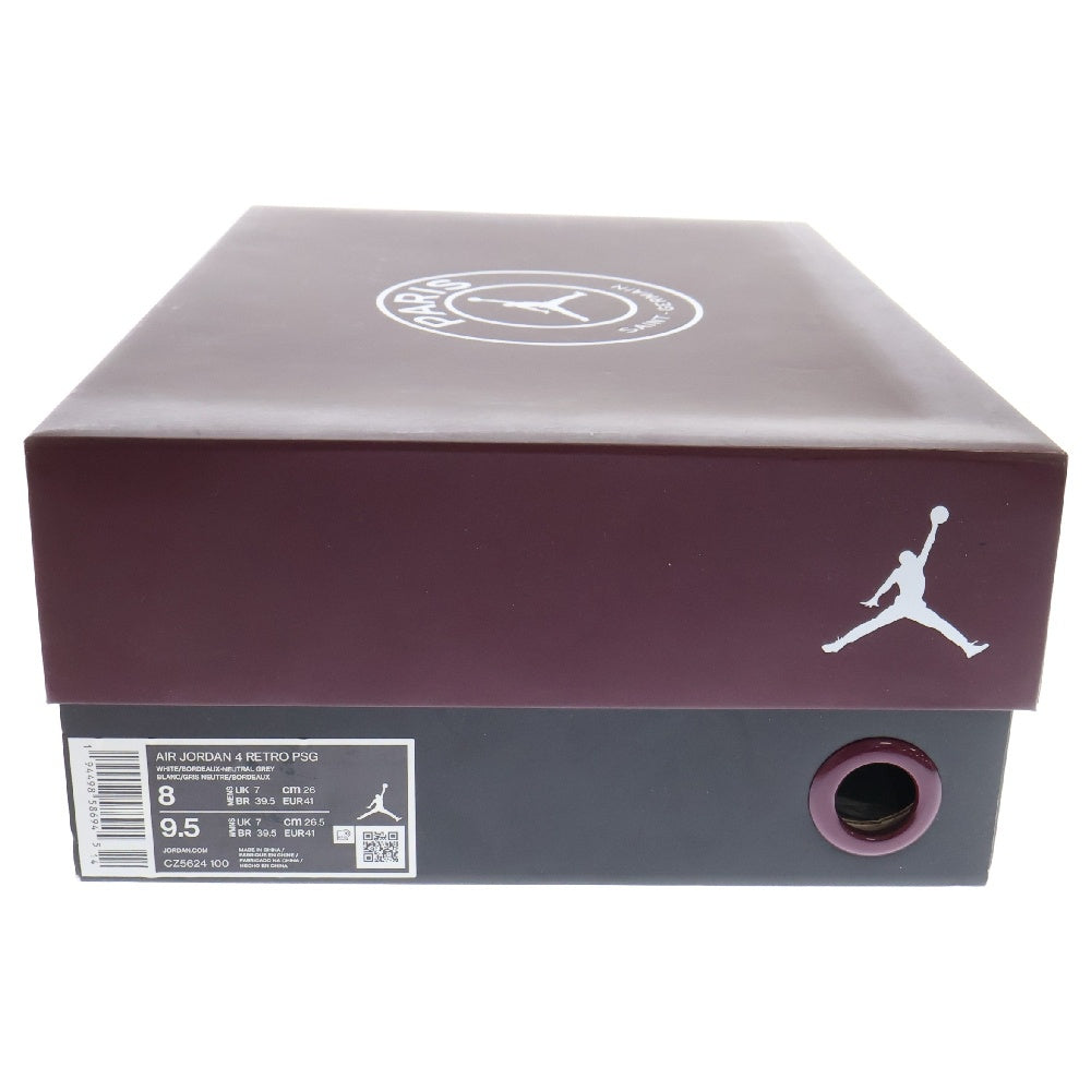 NIKE(ナイキ) ×Paris Saint Germain AIR JORDAN 4 RETRO パリサンジェルマン エアジョーダン レトロ ローカットスニーカー ホワイト/パープル US8/26.0cm CZ5624-100