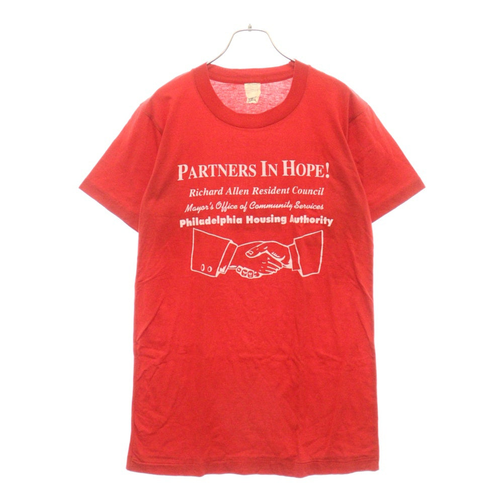 VINTAGE(ヴィンテージ) 80-90S VINTAGE PARTNERS IN HOPE SCREEN STARSボディ ヴィンテージ 5段プリント クルーネック 半袖Tシャツ カットソー レッド