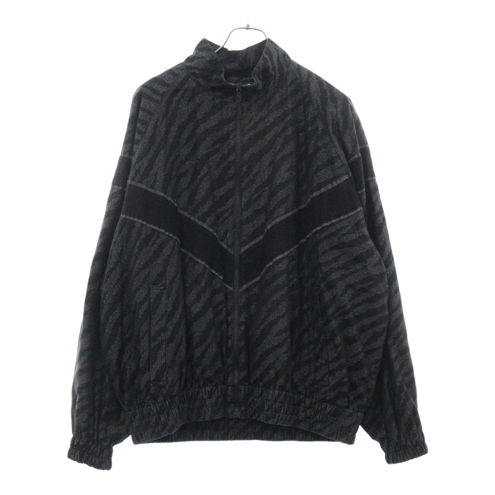 MINEDENIM(マインデニム) Diago.T Denim V.Line Athletic BZ アニマル 総柄 ラメ コットン 裏地メッシュ ジップアップ ジャケット ブルゾン ブラック 2303-8002