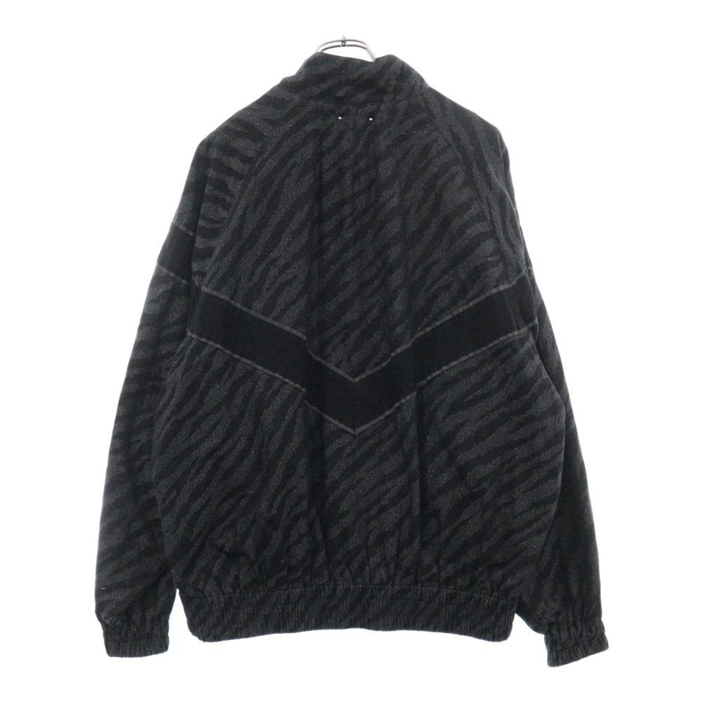 MINEDENIM(マインデニム) Diago.T Denim V.Line Athletic BZ アニマル 総柄 ラメ コットン 裏地メッシュ ジップアップ ジャケット ブルゾン ブラック 2303-8002