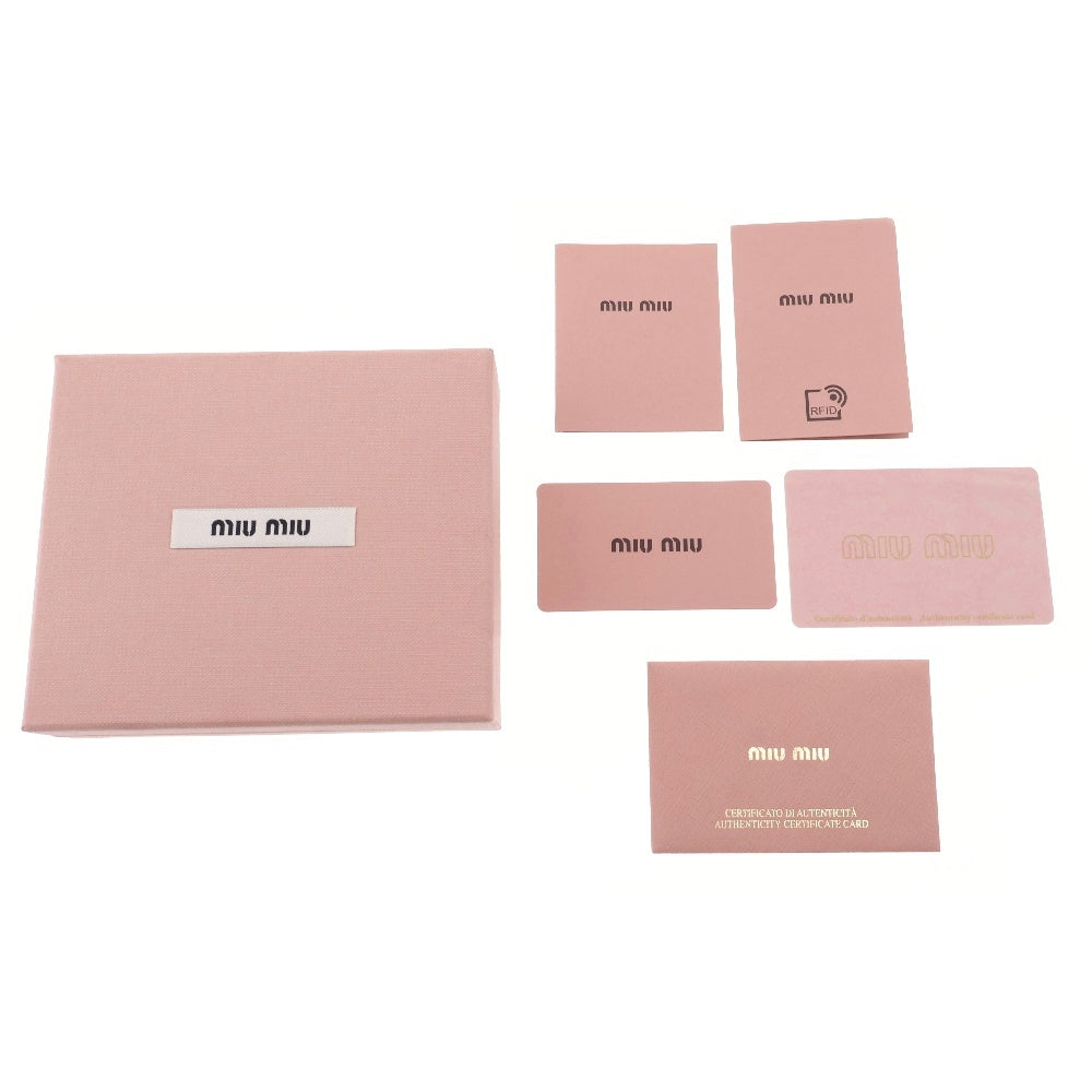 miumiu(ミュウミュウ) ST.COCCO ROSA クロコ型押し エンボスレザー コンパクト ウォレット 二つ折り財布 ピンク/ゴールド 5MV204 2B8G