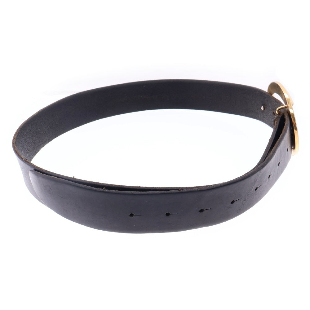 DOLCE & GABBANA(ドルチェアンドガッバーナ) オーバルバックル レザーベルト ブラック/ゴールド