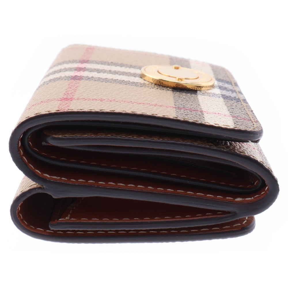 BURBERRY(バーバリー) LARK DFC ラーク ノバチェック スナップボタン 三つ折り財布 ウォレット ベージュ レディース 8070416