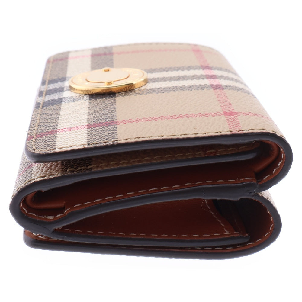 BURBERRY(バーバリー) LARK DFC ラーク ノバチェック スナップボタン 三つ折り財布 ウォレット ベージュ レディース 8070416