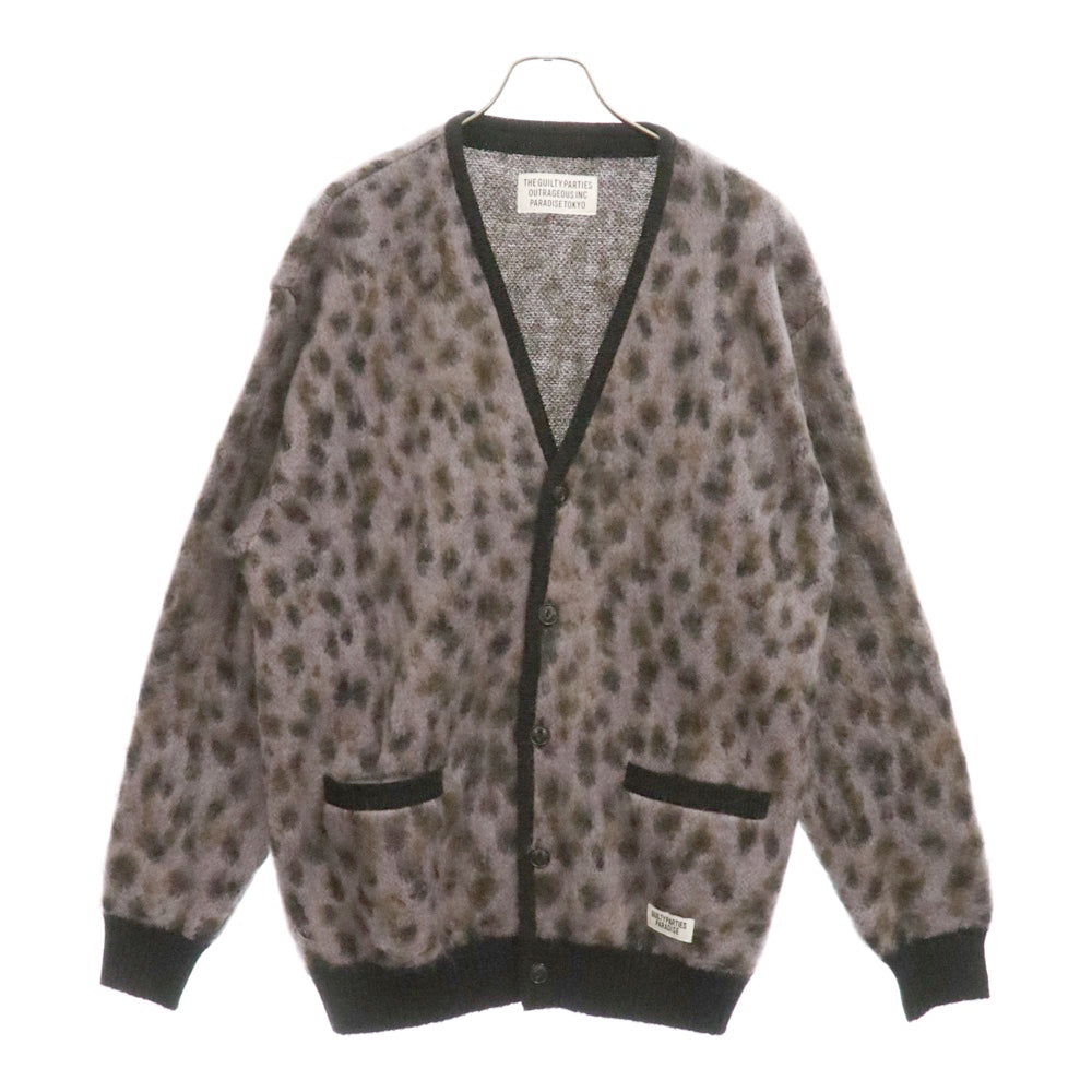 WACKO MARIA(ワコマリア) 24SS LEOPARD MOHAIR CARDIGAN レオパード柄 ジャガード モヘア ニット カーディガン パープル 24SS-WMK-KN09