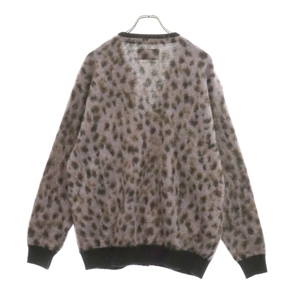 WACKO MARIA(ワコマリア) 24SS LEOPARD MOHAIR CARDIGAN レオパード柄 ジャガード モヘア ニット カーディガン パープル 24SS-WMK-KN09