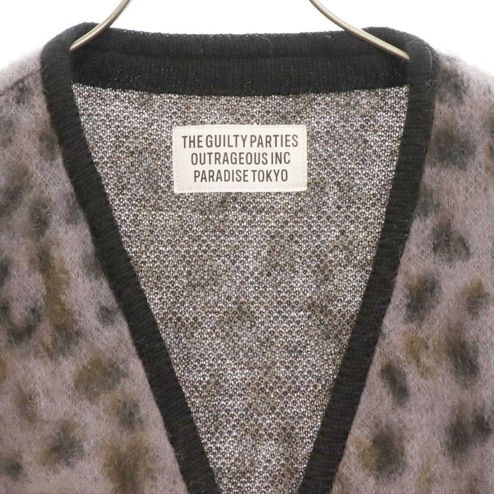 WACKO MARIA(ワコマリア) 24SS LEOPARD MOHAIR CARDIGAN レオパード柄 ジャガード モヘア ニット カーディガン パープル 24SS-WMK-KN09