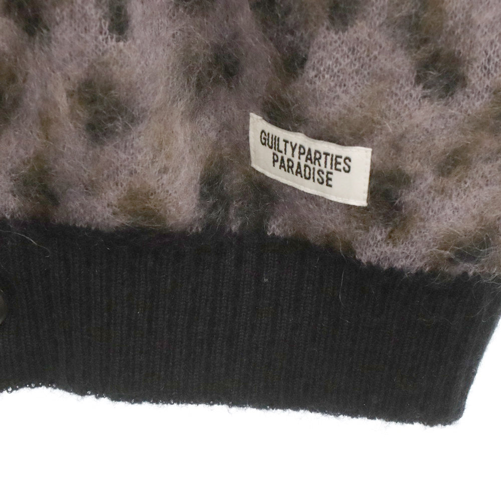 WACKO MARIA(ワコマリア) 24SS LEOPARD MOHAIR CARDIGAN レオパード柄 ジャガード モヘア ニット カーディガン パープル 24SS-WMK-KN09