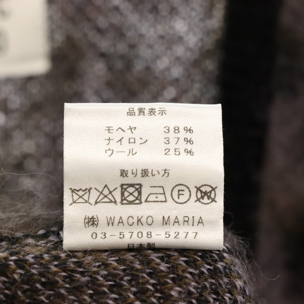 WACKO MARIA(ワコマリア) 24SS LEOPARD MOHAIR CARDIGAN レオパード柄 ジャガード モヘア ニット カーディガン パープル 24SS-WMK-KN09