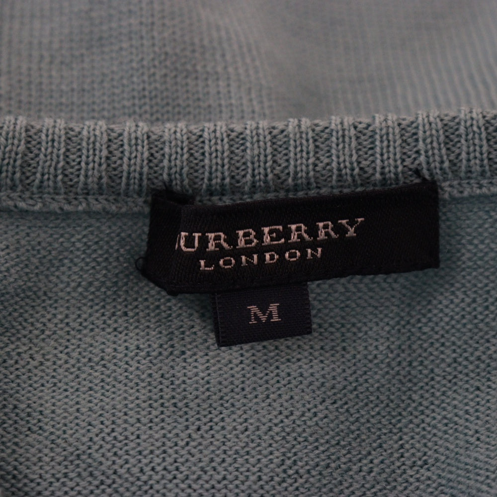 BURBERRY LONDON(バーバリーロンドン) フロントロゴ刺繍 カシミア混 アンサンブル ニットカーディガン ブルー レディース FBA72-625