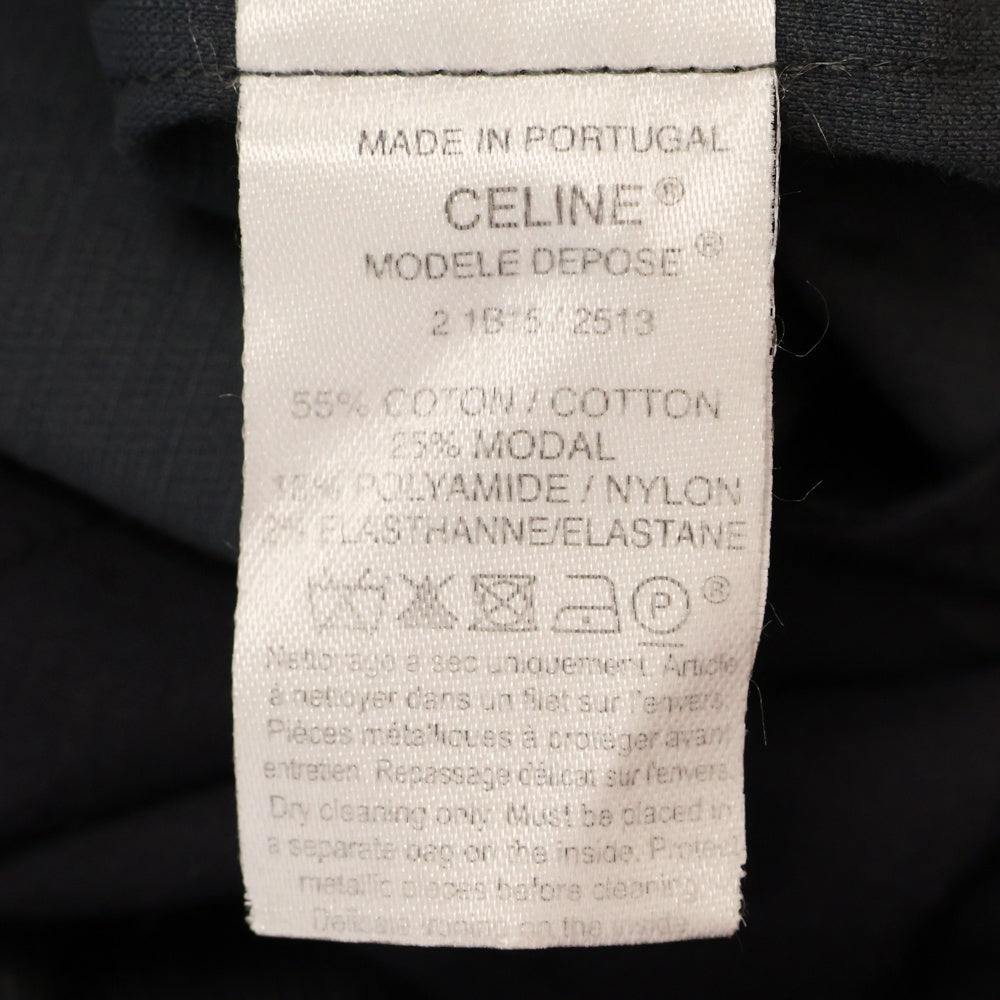 CELINE(セリーヌ) バック レザーパッチ ロゴ コーデュロイ ストレートパンツ ブラック レディース