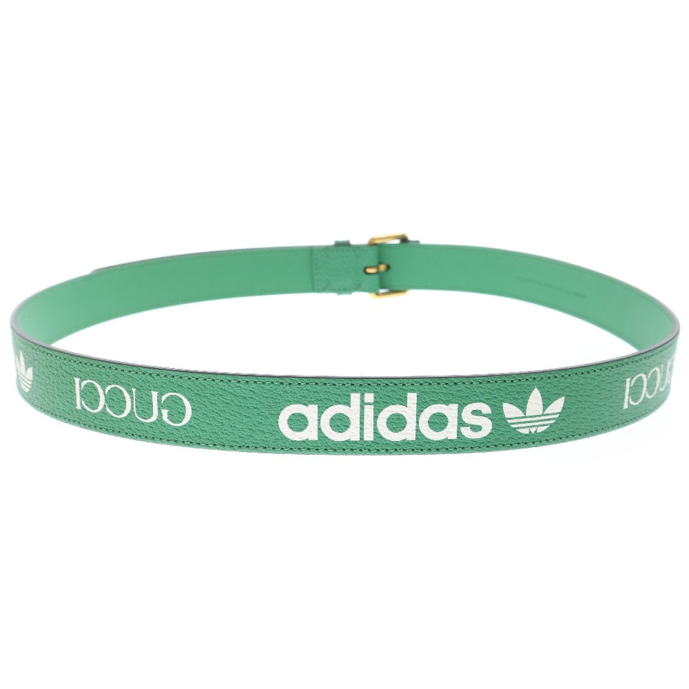 GUCCI(グッチ) ×adidas アディダス ロゴプリント レザー ベルト グリーン 702277 U4DBT