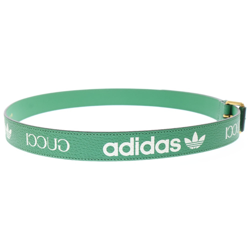 GUCCI(グッチ) ×adidas アディダス ロゴプリント レザー ベルト グリーン 702277 U4DBT