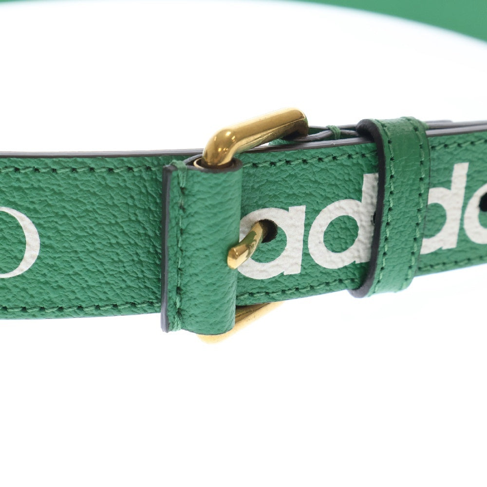 GUCCI(グッチ) ×adidas アディダス ロゴプリント レザー ベルト グリーン 702277 U4DBT