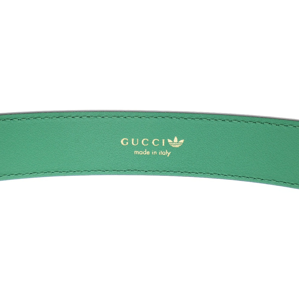 GUCCI(グッチ) ×adidas アディダス ロゴプリント レザー ベルト グリーン 702277 U4DBT
