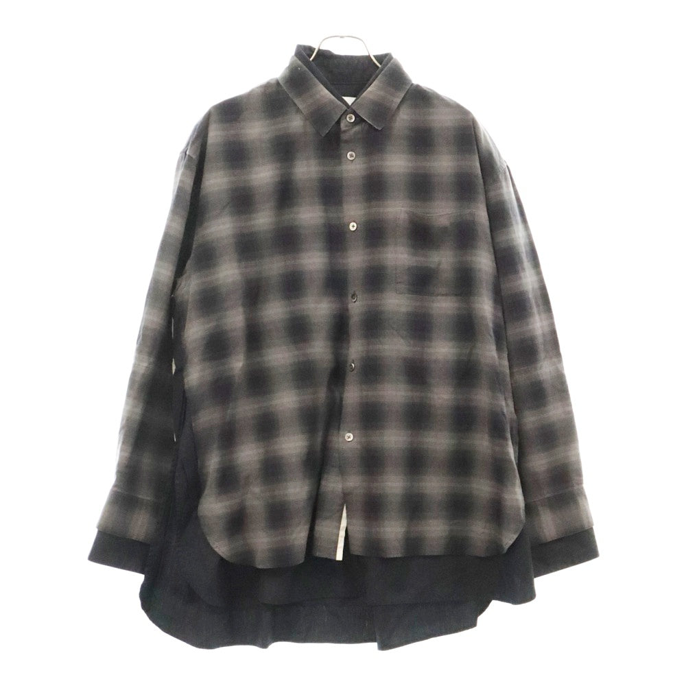 Stein(シュタイン) 22SS OVERSIZED LAYERED SHIRT オーバーサイズ レイヤード レーヨン混 オンブレチェック 長袖シャツ ブルー/ブラック ST.382-2