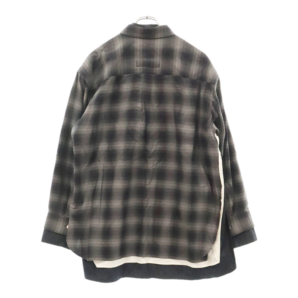 Stein(シュタイン) 22SS OVERSIZED LAYERED SHIRT オーバーサイズ レイヤード レーヨン混 オンブレチェック 長袖シャツ ブルー/ブラック ST.382-2