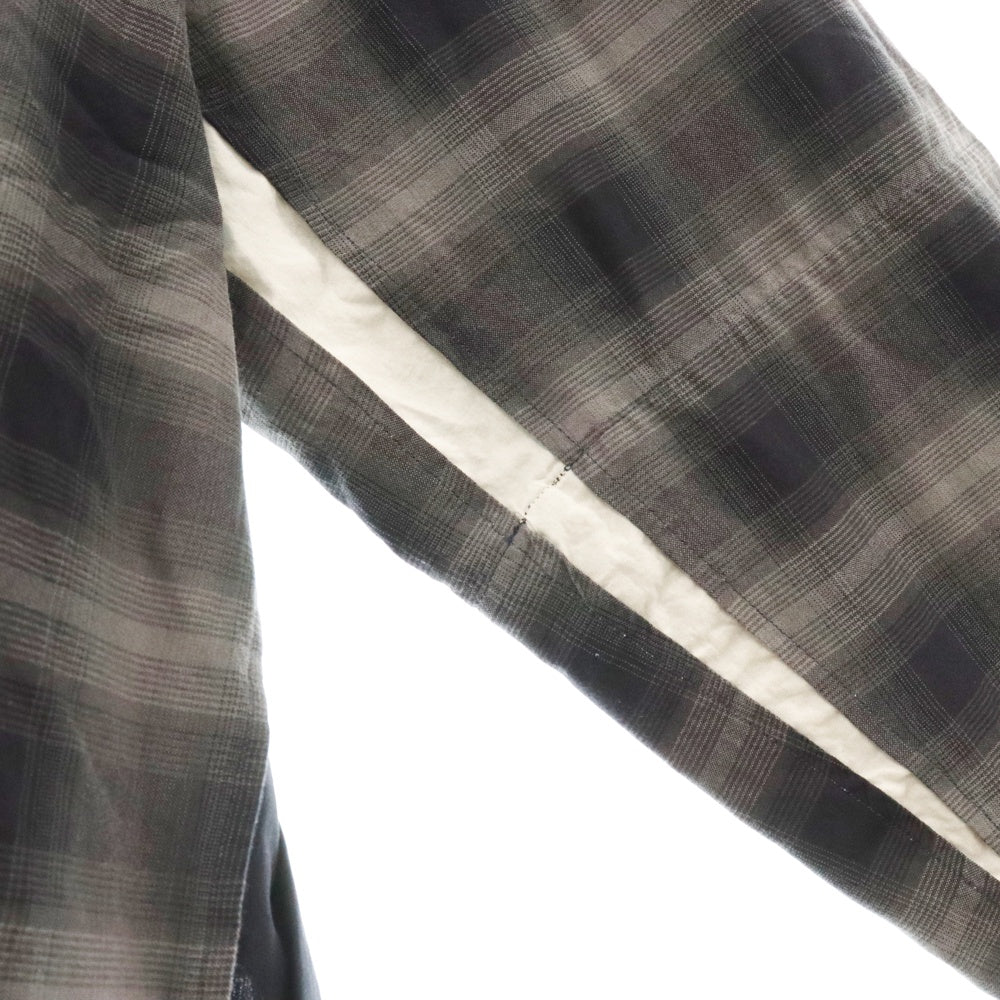 Stein(シュタイン) 22SS OVERSIZED LAYERED SHIRT オーバーサイズ レイヤード レーヨン混 オンブレチェック 長袖シャツ ブルー/ブラック ST.382-2