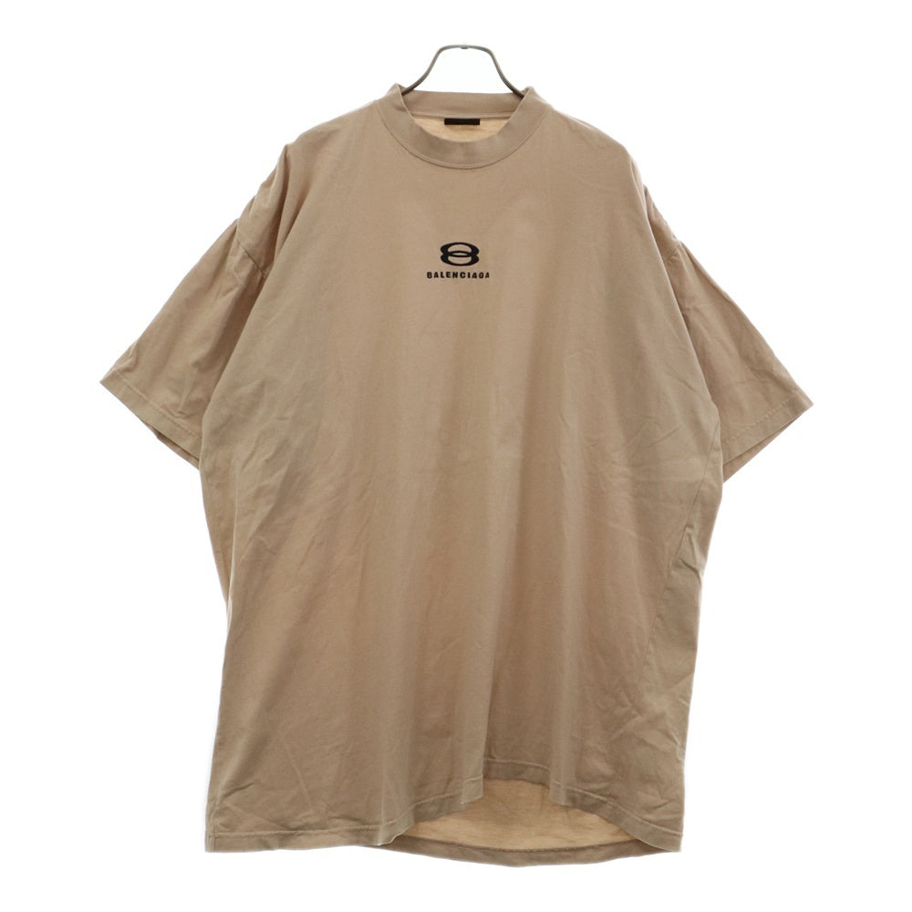 BALENCIAGA(バレンシアガ) UNITY SPORT ICON ユニティロゴ刺繍 クルーネック オーバーサイズ 半袖Tシャツ カットソー ベージュ 767848 TPVG9