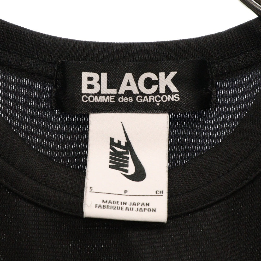 BLACK COMME des GARCONS(ブラックコムデギャルソン) ×NIKE LOGO T-SHIRT ナイキ ロゴプリント クルーネック ポリエステル 半袖Tシャツ カットソー ブラック 1B-T101