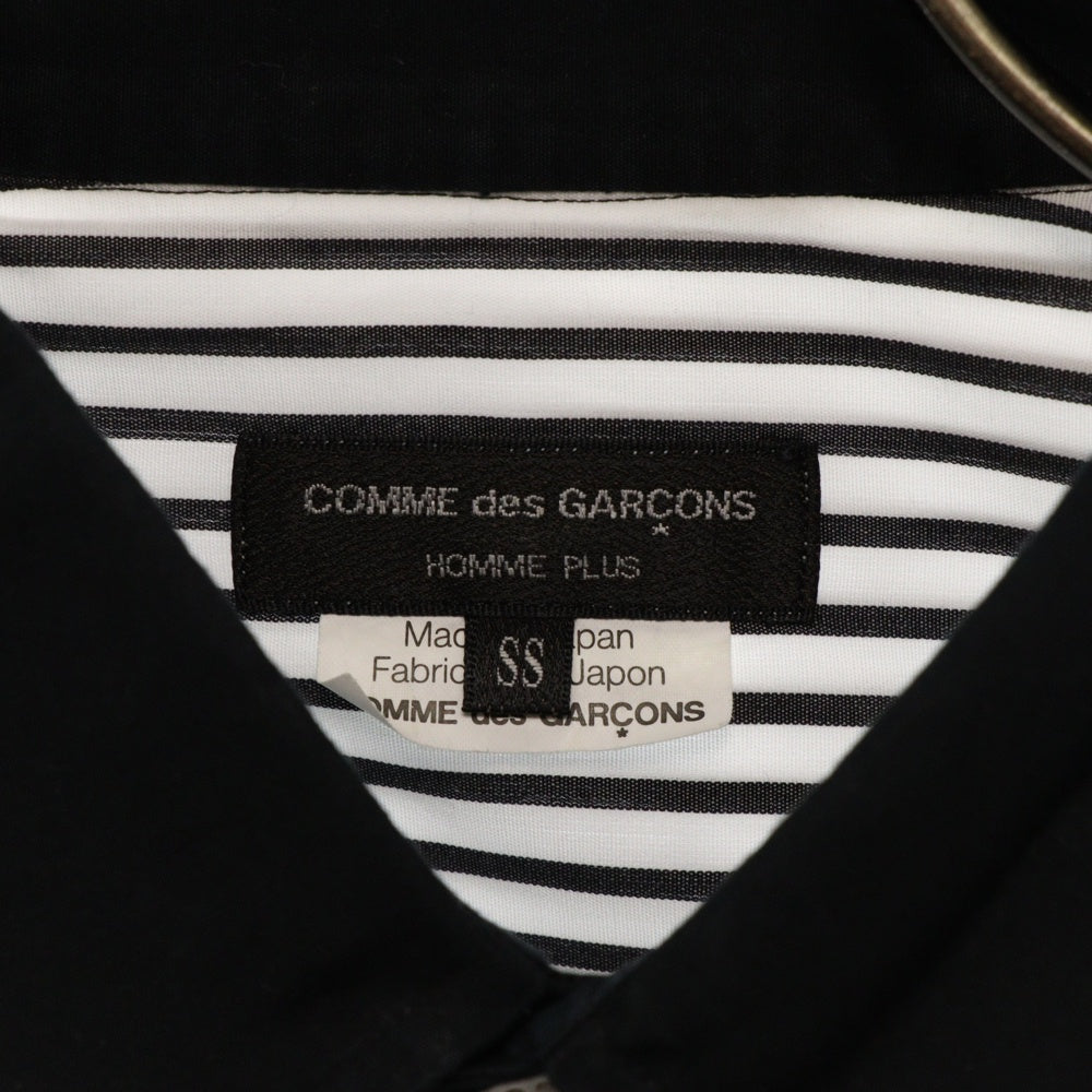 COMME des GARCONS HOMME PLUS(コムデギャルソンオムプリュス) ストライプ柄 丸襟 コットン 長袖シャツ ロングスリーブ ホワイト/ブラック PC-B005