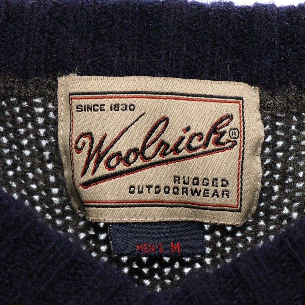 WOOLRICH(ウールリッチ) Vネック ウールニットボーダーセーター グレー UWV40C