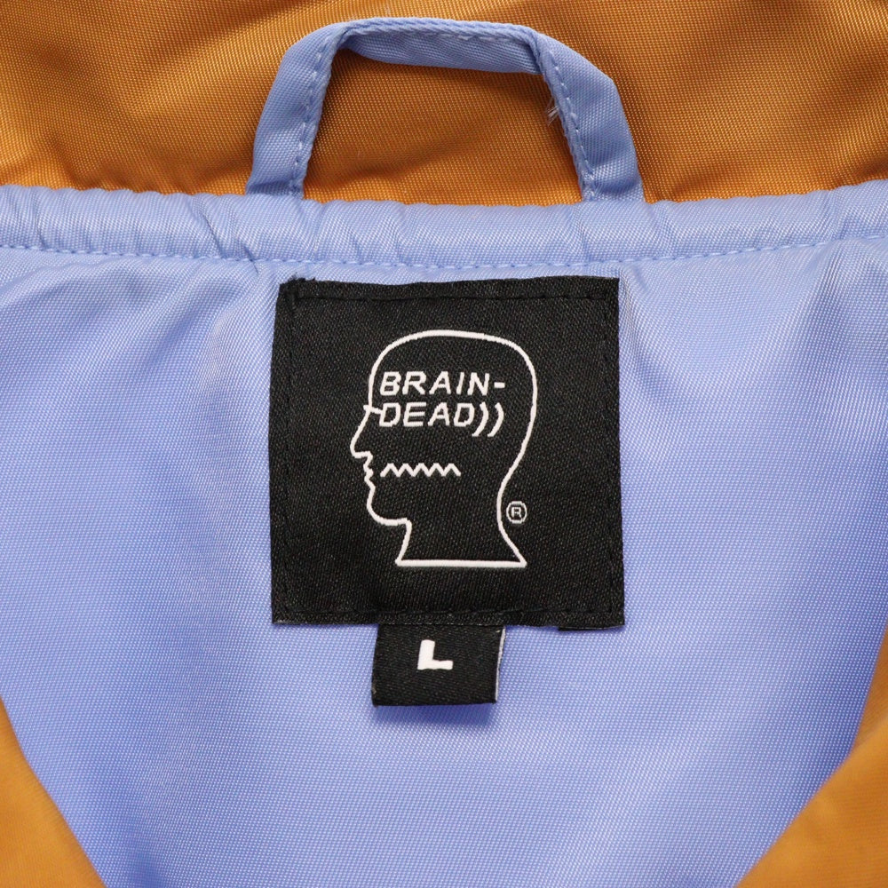 BRAIN-DEAD(ブレインデッド) 22AW Human Hardware Satin Jacket ヒューマン ハードウェア ロゴ刺繍 サテン 中綿ジャケット ブルゾン ライトブルー