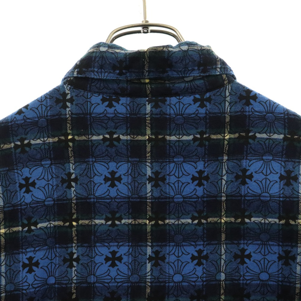 CHROME HEARTS(クロムハーツ) LOOSEENDS LS CHECK QUILTING ルーズエンド キルティング CHプラス 総柄チェック 長袖シャツ JVP ブルー