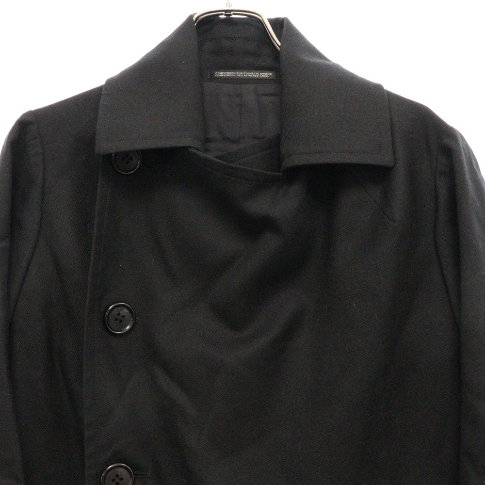 Yohji Yamamoto FEMME(ヨウジヤマモトファム) 変形 ウールギャバジン ダブルブレスト ロングコート レディース ブラック FN-C19-102