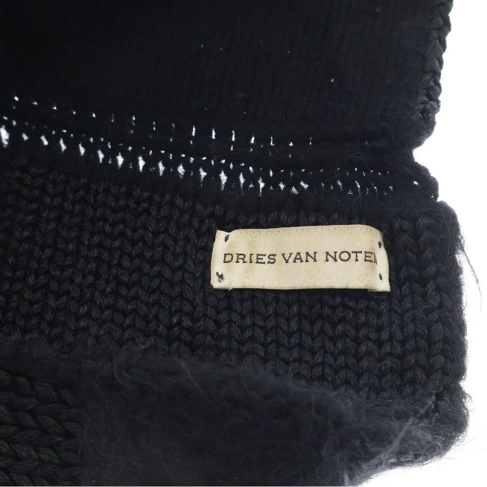 DRIES VAN NOTEN(ドリスヴァンノッテン) ニットパッチワークデザイン スヌード マフラー ブラック