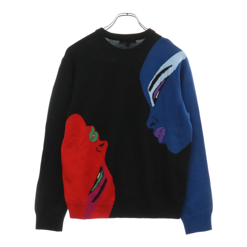 SUPREME(シュプリーム) 21AW Faces Sweater フェイスデザイン クルーネック ニットセーター ブラック