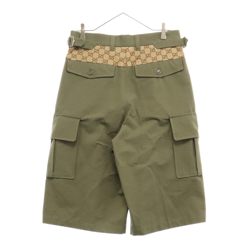 GUCCI(グッチ) GG MONOGRAM モノグラムロゴ サイドポケットショーツ ハーフパンツ オリーブ 742784 ZANW6