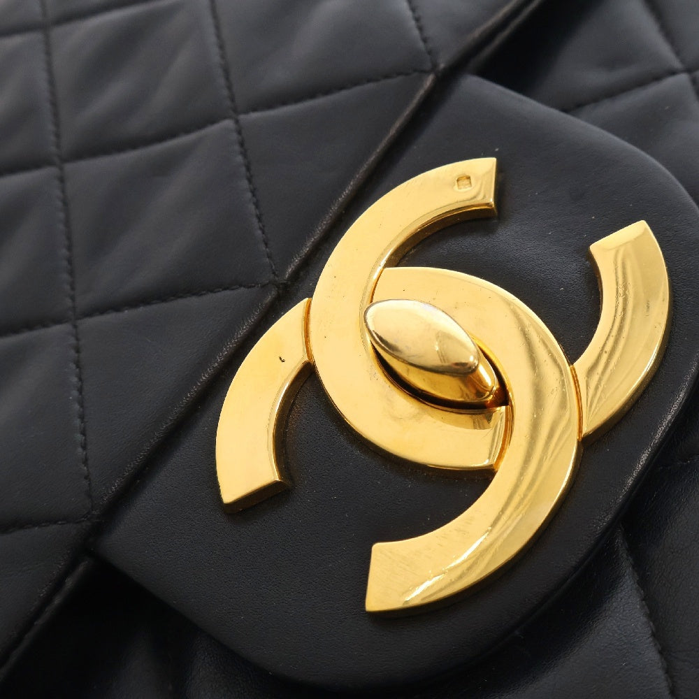 CHANEL(シャネル) デカマトラッセ 34 ラムスキン ゴールド金具 シングルフラップ チェーンショルダーバッグ ブラック 2番台