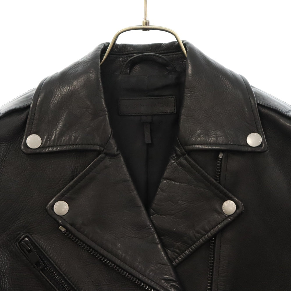 rag & bone(ラグアンドボーン) カウレザー ジップアップ ダブル ライダース ジャケット ブラック 04T-01858315 レディース