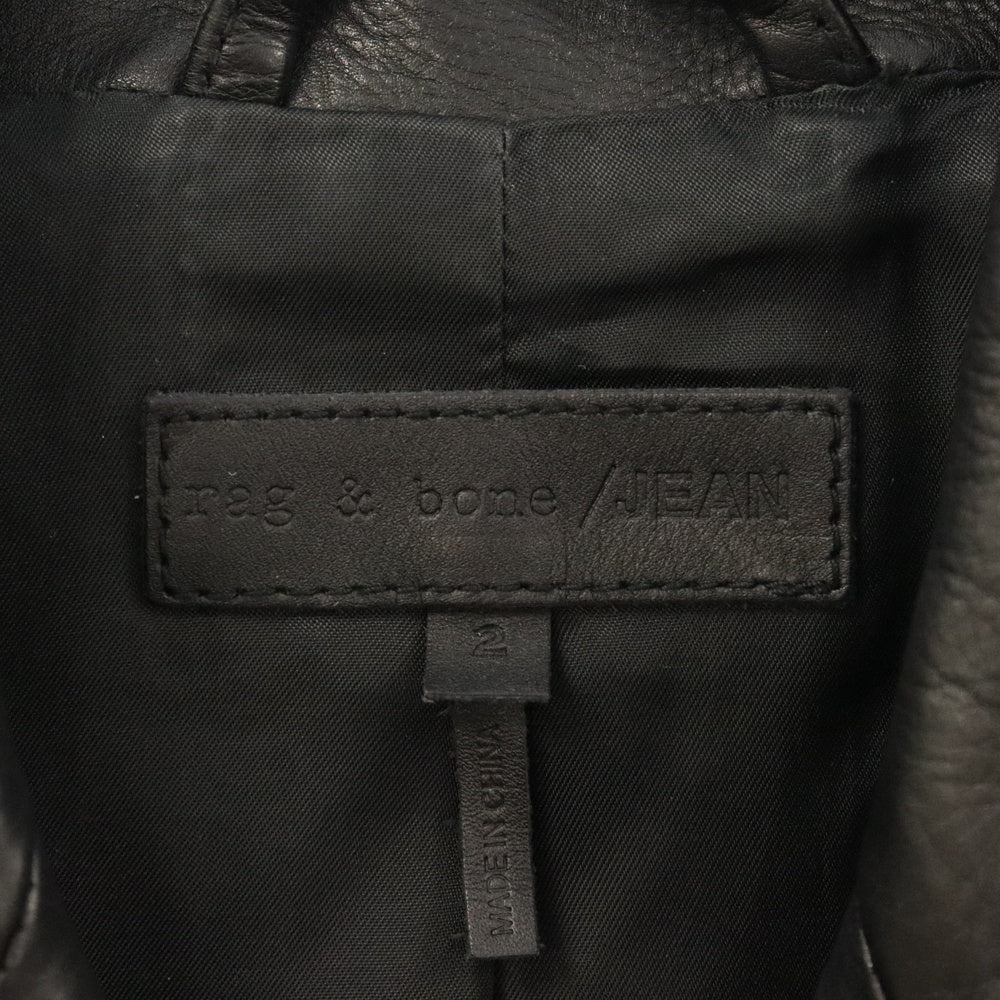 rag & bone(ラグアンドボーン) カウレザー ジップアップ ダブル ライダース ジャケット ブラック 04T-01858315 レディース