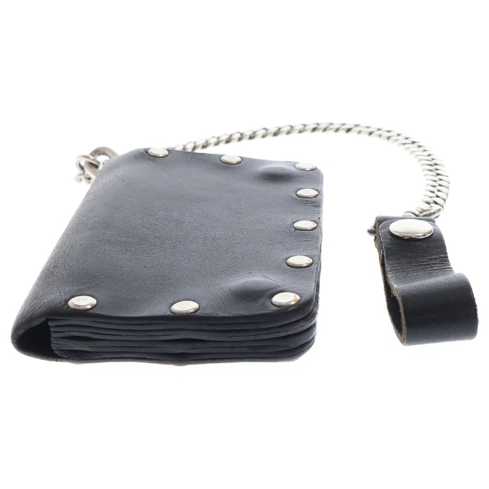 TENDERLOIN(テンダーロイン) PORTER T-STUD WALLET ウォレットチェーン付き スタッズ装飾 レザーウォレット 二つ折り財布 ブラック