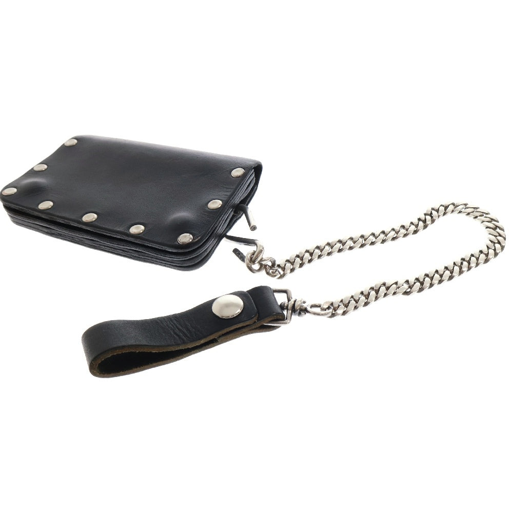 TENDERLOIN(テンダーロイン) PORTER T-STUD WALLET ウォレットチェーン付き スタッズ装飾 レザーウォレット 二つ折り財布 ブラック