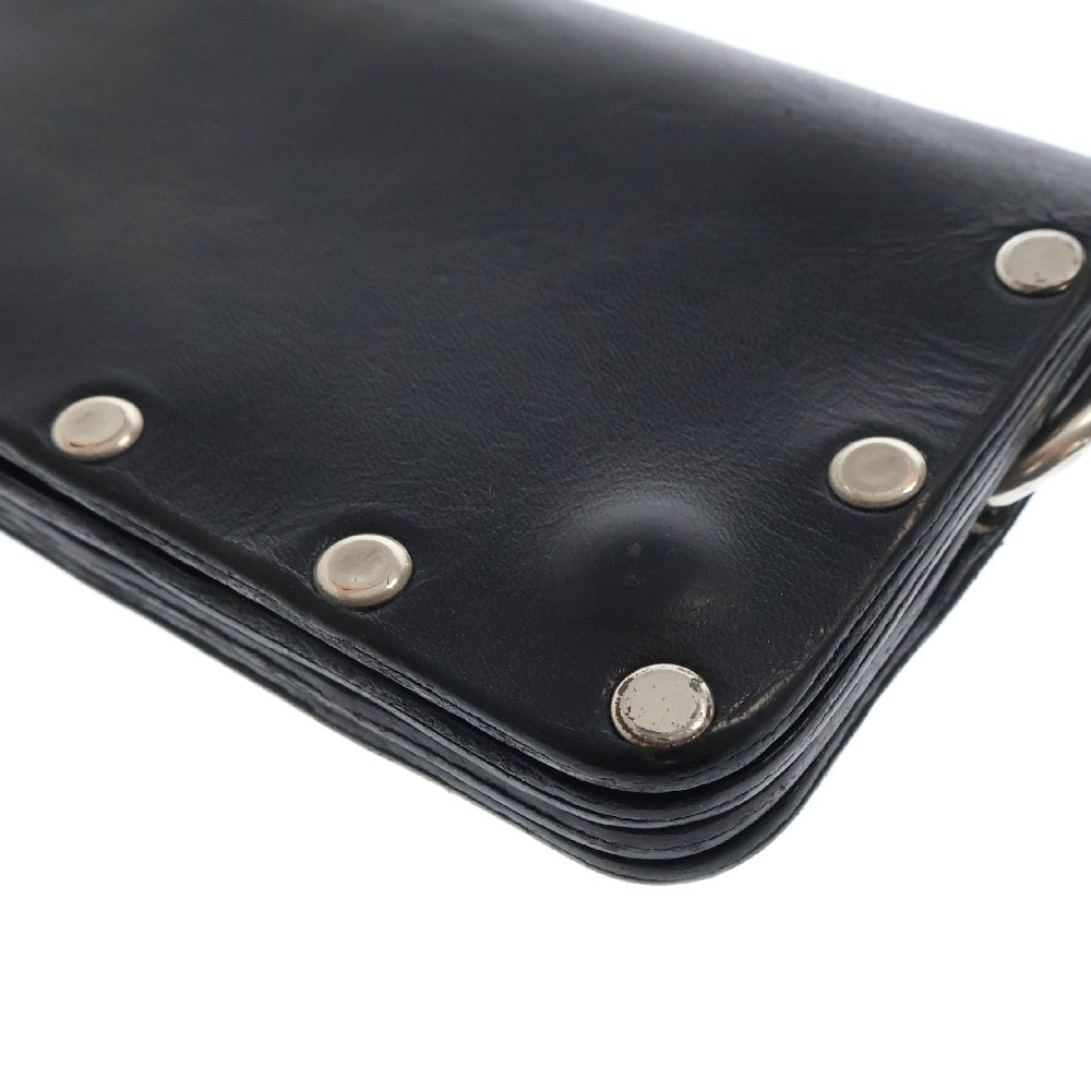 TENDERLOIN(テンダーロイン) PORTER T-STUD WALLET ウォレットチェーン付き スタッズ装飾 レザーウォレット 二つ折り財布 ブラック