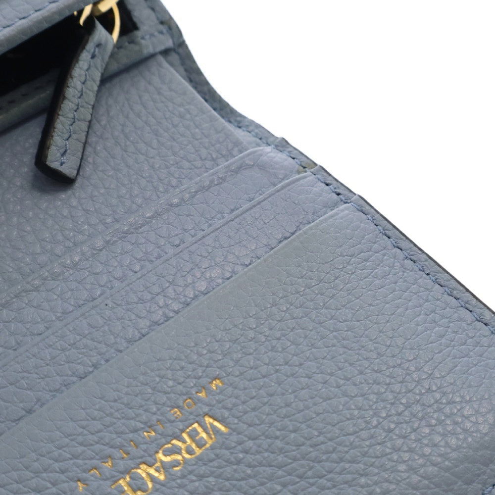VERSACE(ヴェルサーチ) ヴィルトゥス レザー ウォレット 二つ折り財布 ライトブルー レディース 1005973