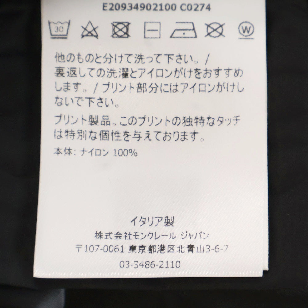 MONCLER(モンクレール) 19AW CHARENTE バックロゴプリント ナイロン ロングコート ブラック E20934902100 レディース