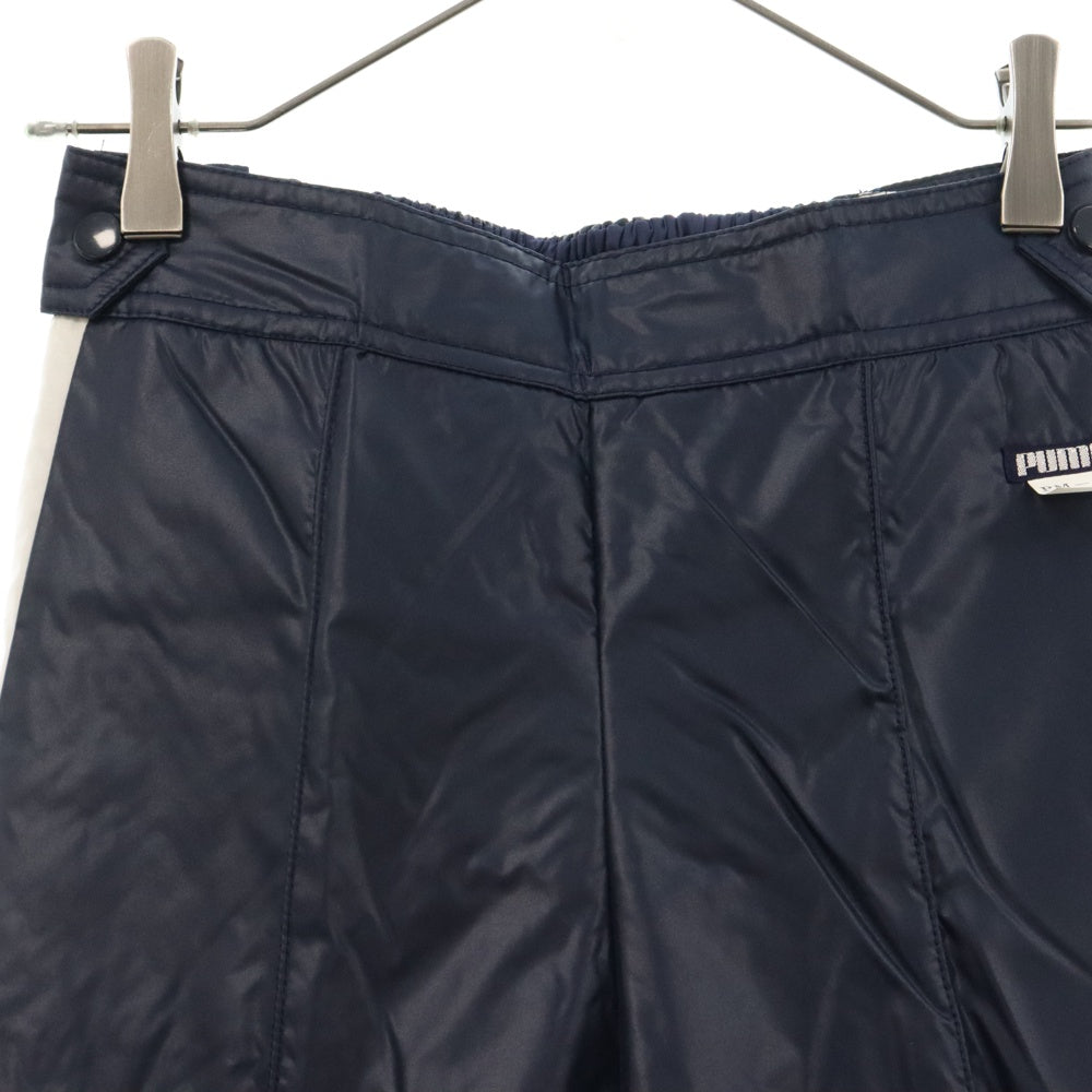 PUMA(プーマ) 90S VINATGE ヴィンテージ フロントロゴ ウエストゴム サイドジップ ナイロン 中綿パンツ ネイビー PM-877