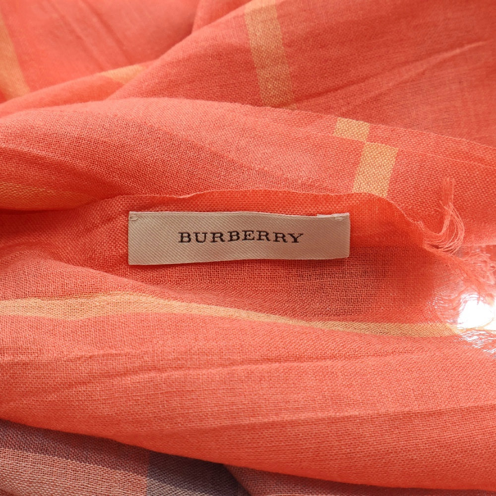 BURBERRY(バーバリー) OMBRE GIANT CHECK チェック柄 シルク混 フリンジ 大判ストール スカーフ レッド レディース 70X220CM