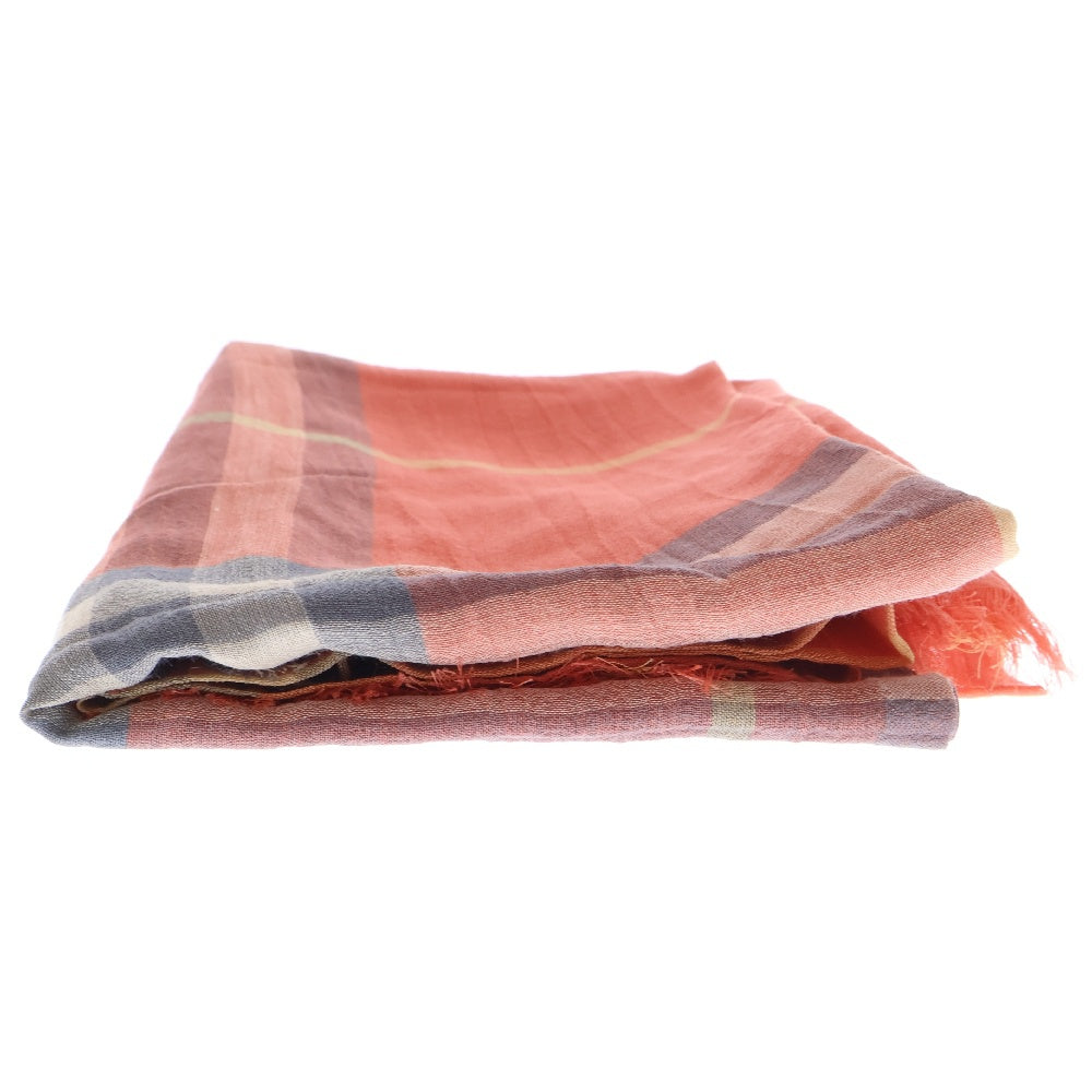 BURBERRY(バーバリー) OMBRE GIANT CHECK チェック柄 シルク混 フリンジ 大判ストール スカーフ レッド レディース 70X220CM