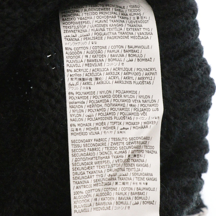 MM6 Maison Margiela(エムエムシックスメゾンマルジェラ) 23SS フロント ズームロゴ 異素材切り替え プルオーバー ニットセーター ブラック/ホワイト S52GP0144 S18190