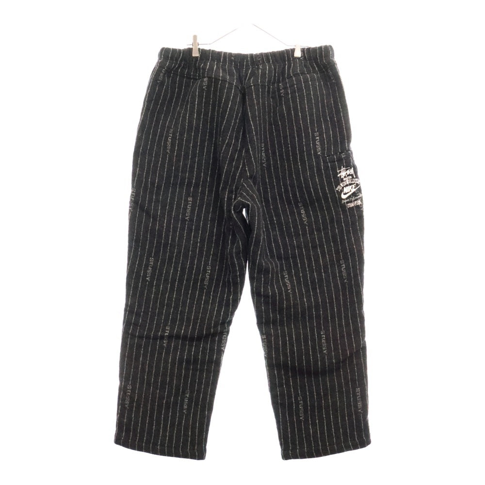 NIKE(ナイキ) ×STUSSY STRIPE WOOL PANTS ステューシー ストライプウール ロングパンツ ブラック DR4021-010