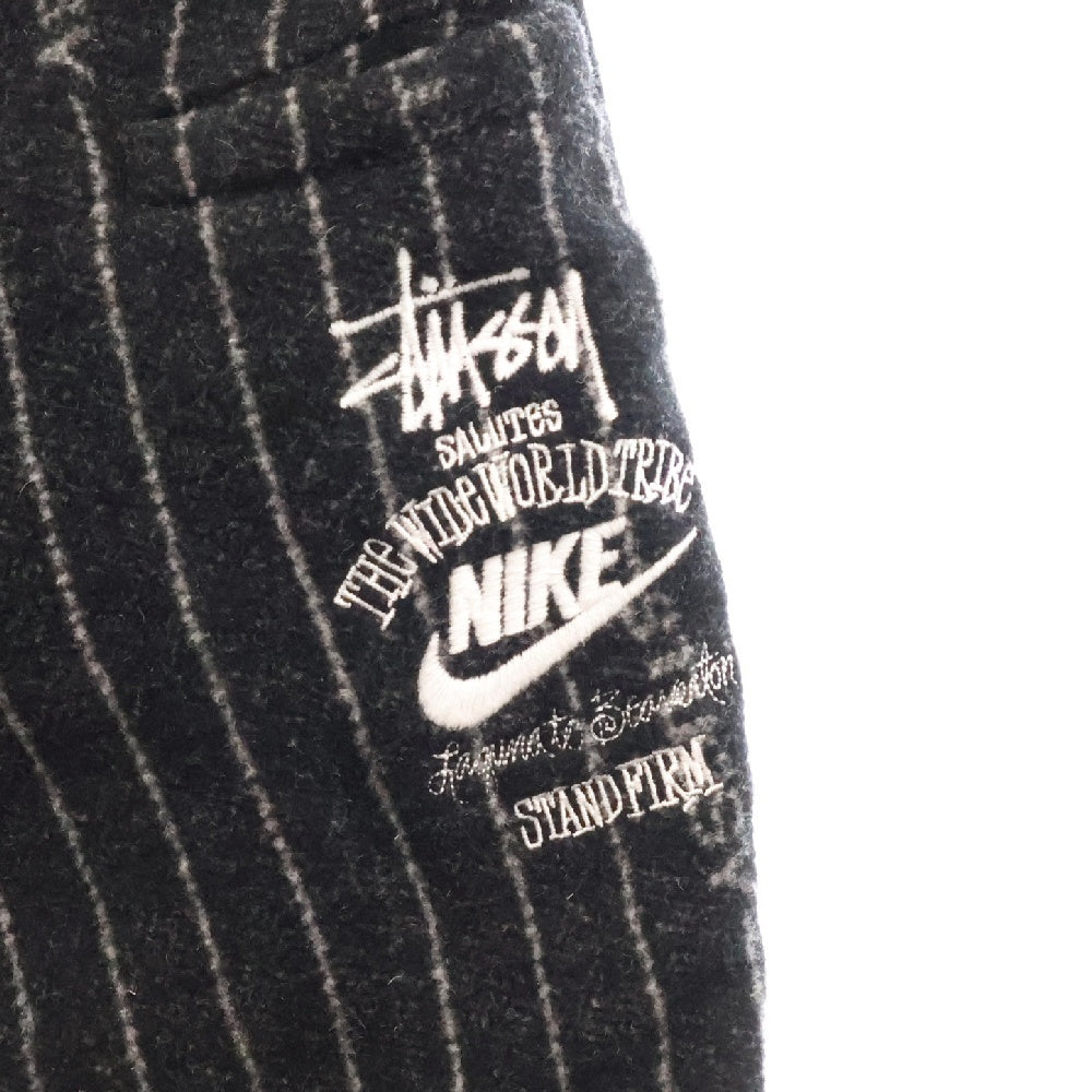 NIKE(ナイキ) ×STUSSY STRIPE WOOL PANTS ステューシー ストライプウール ロングパンツ ブラック DR4021-010