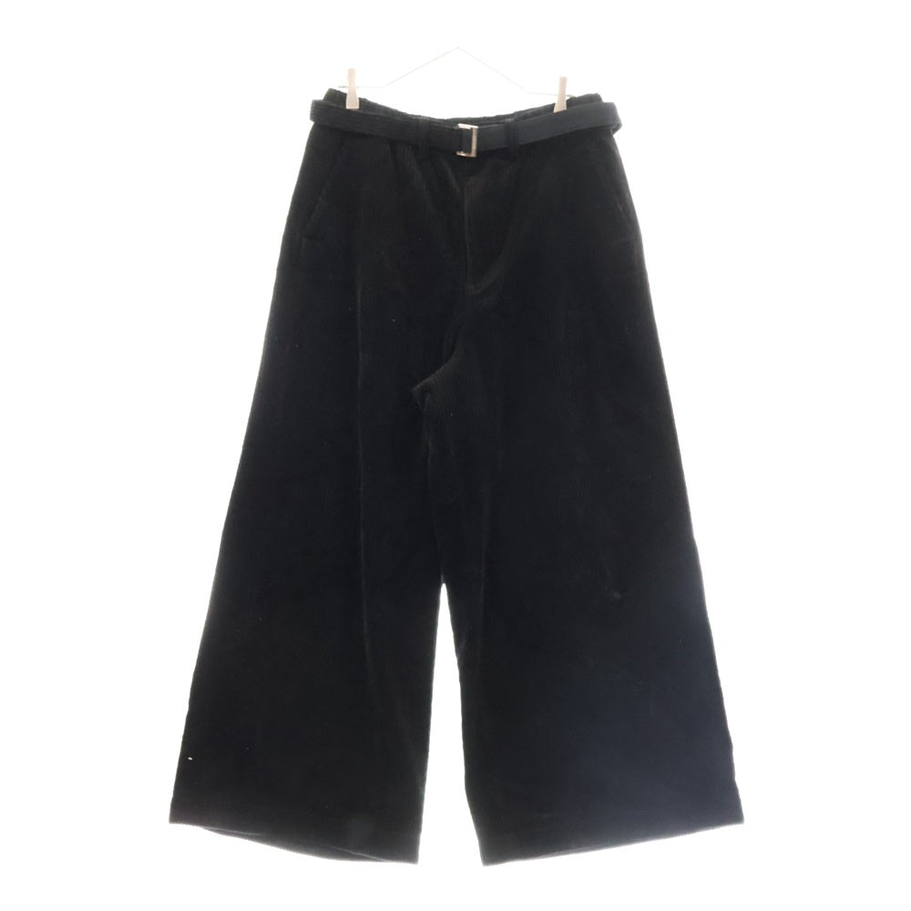 Sacai(サカイ) 24AW CORDUROY PANTS ベルト付き コーデュロイ ワイドフレアパンツ ブラック 24-03491M